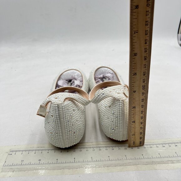 XYD White Sparkle Rhinestones Ankle Strap Ballet Flat Studded Buckled Dress Shoe - Picture 5 of 8